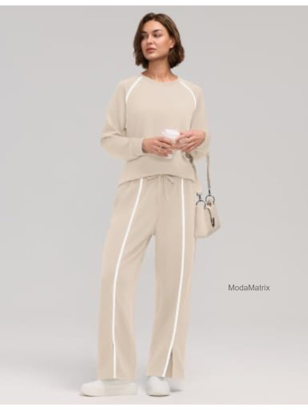 LOMON Women's 2 Piece Lounge Set Wide Leg Pants Pockets Soft Tencel Blend - Picture 4 of 6